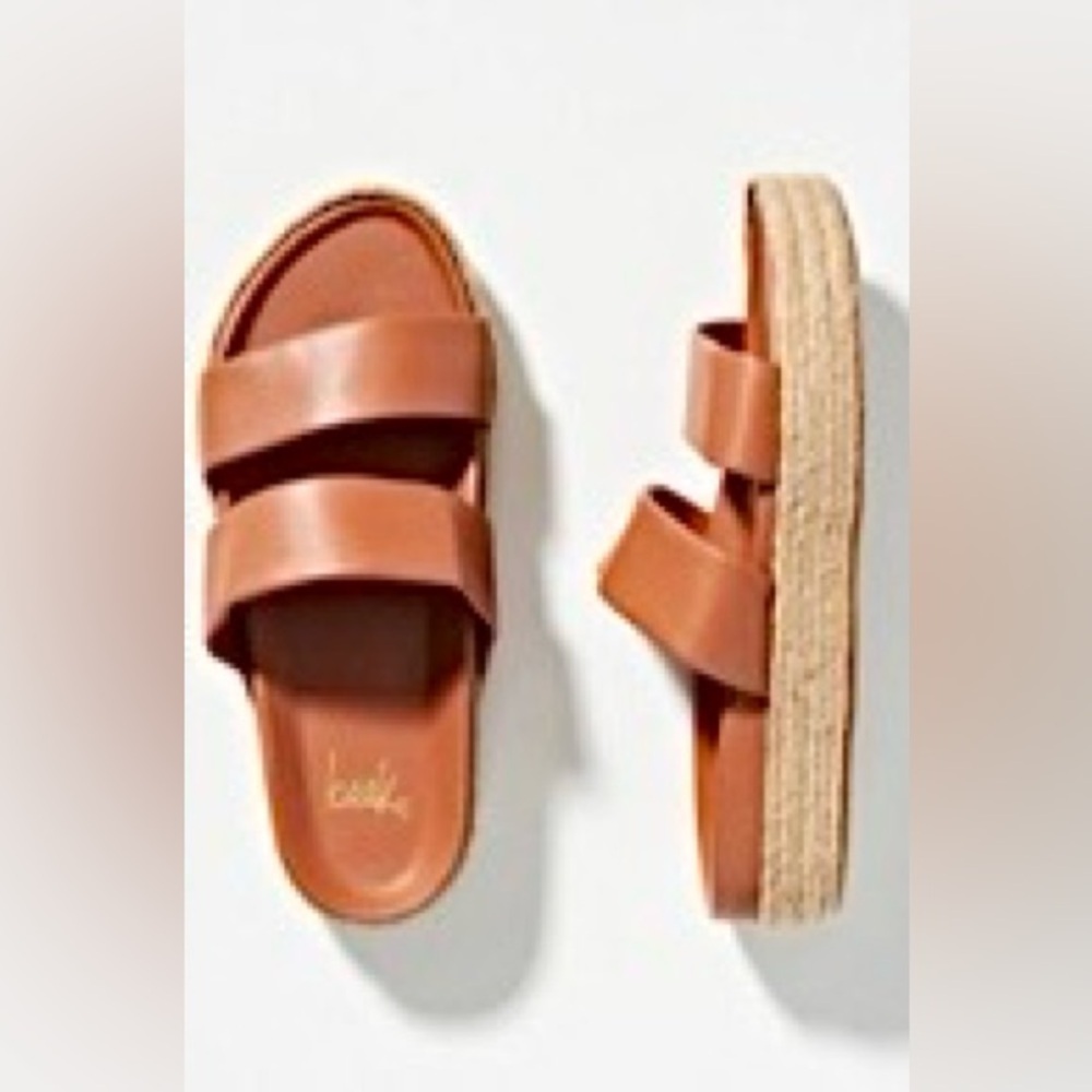 beek Twinspot Leather Platform Sandals NWT Tan Size 8